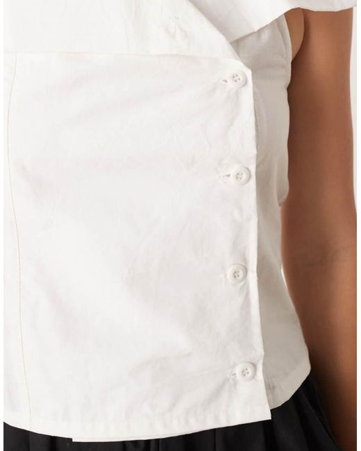 Motel White Zosia Asym Tailored Button Up Blouse