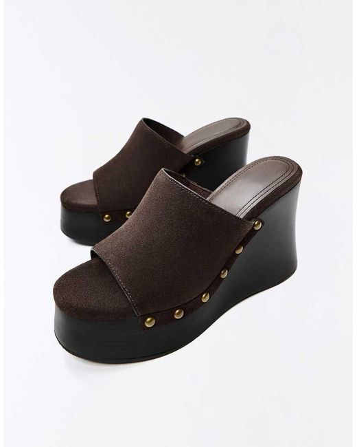 Bershka White Wedge With Stud Detail