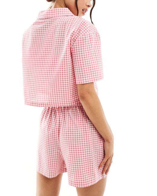 Luna Pink Super Cropped Pyjama Shirt