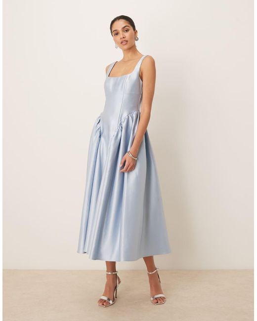 Six Stories Natural Drop Hem Midi Dress