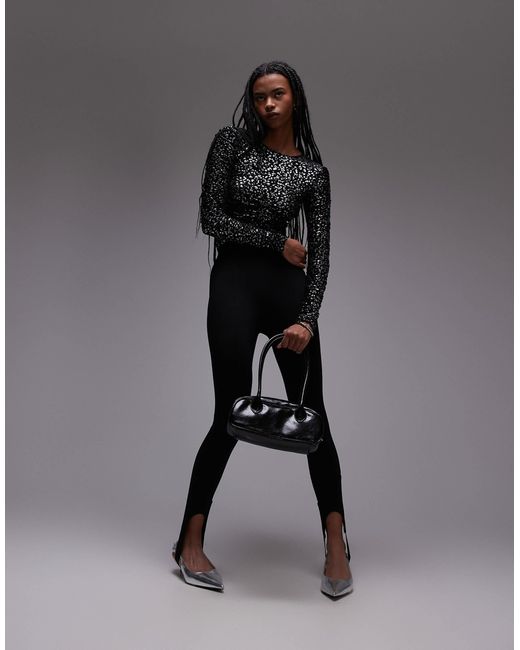 Eris - top à manches longues et motif léopard AllSaints en coloris Black
