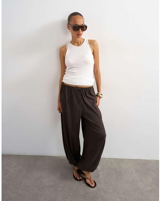 TOPSHOP White Crinkle Balloon Trouser
