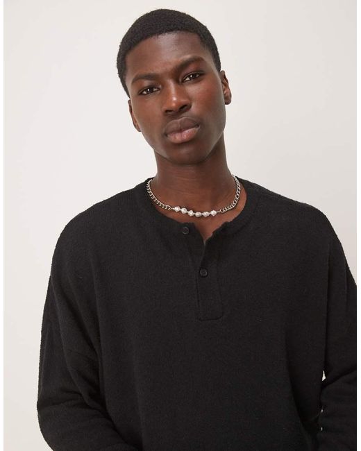 ASOS Black Super Oversized Boxy Lightweight Jumper for men