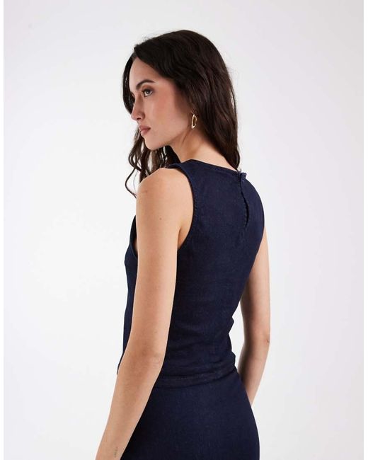 ASOS Blue Denim Stretch Bodycon Top