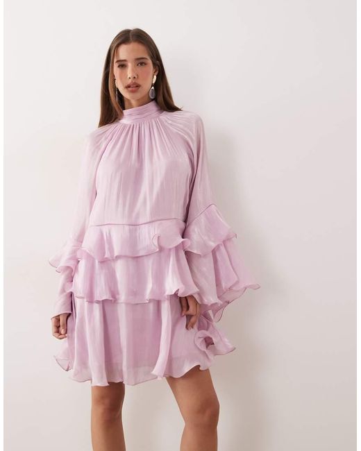 Gina Tricot Pink Flowy Frill Mini Dress