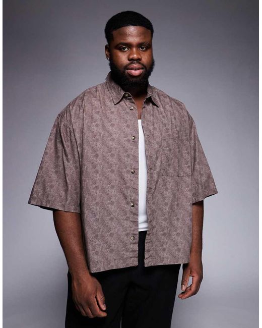 ASOS Purple Boxy Oversized Poplin Shirt for men
