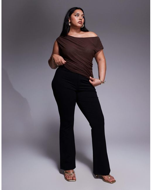 ASOS Gray Asos Design Curve Mesh Ruched Asymmetric Top