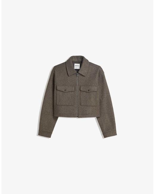 Bershka Black Soft Felt Texture Jacket