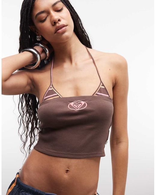 Roxy Brown Halterneck Beach Cami Top