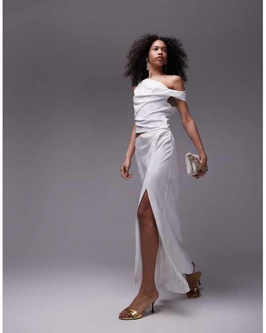 Falda larga color con detalle retorcido y diseño TOPSHOP de color Gray