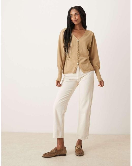 ASOS Natural Blouson Sleeve Structured Cardigan