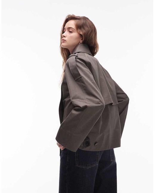 & Other Stories Brown Bold Shoulder Short Trench Jacket