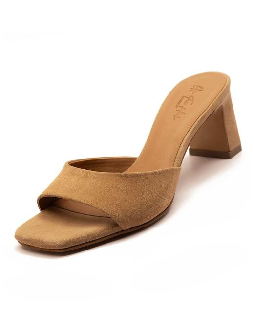 OFF THE HOOK Brown 'Park' Suede Leather Block Heel Heeled Sandals