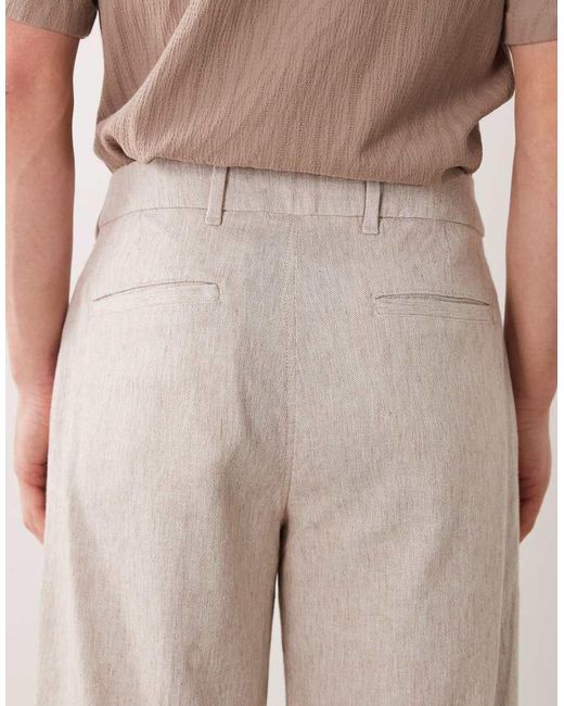 Abercrombie & Fitch Natural baggy Twill Linen Blend Trousers for men