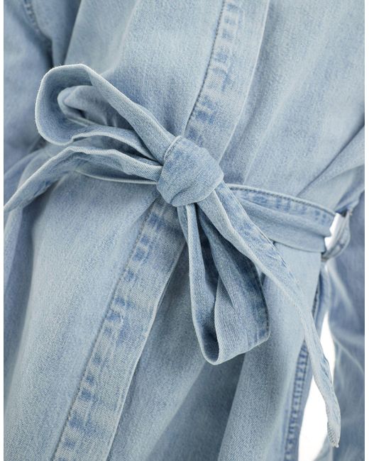 ASOS Blue Denim Mini Shirt Dress With Belt