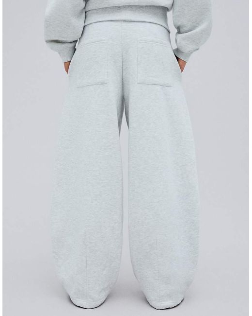 Bershka White Barrel Fit Plush Trousers