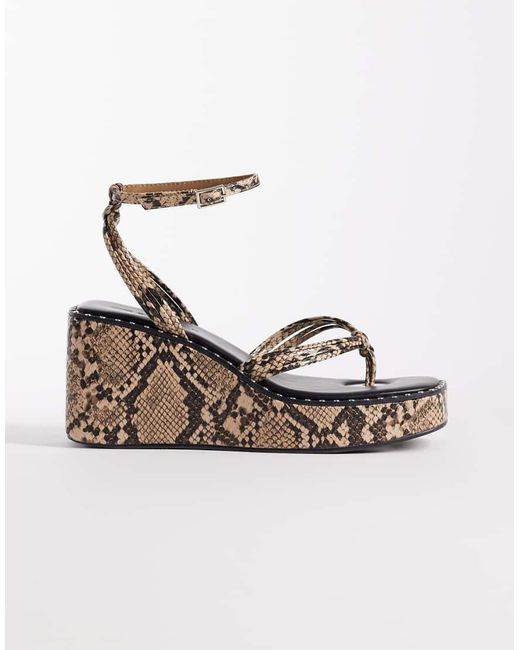 ASOS Metallic Thalia Barely There Toe Thong Wedges