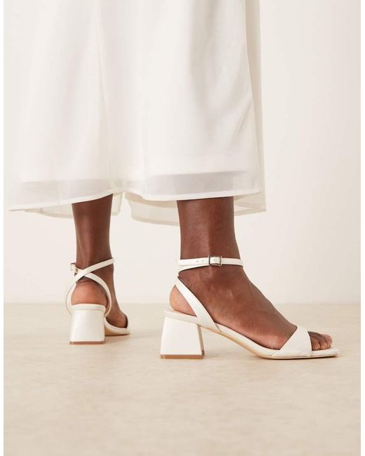 Be Mine Wide Fit Natural Bridal Ammie Low Block Heeled Sandals