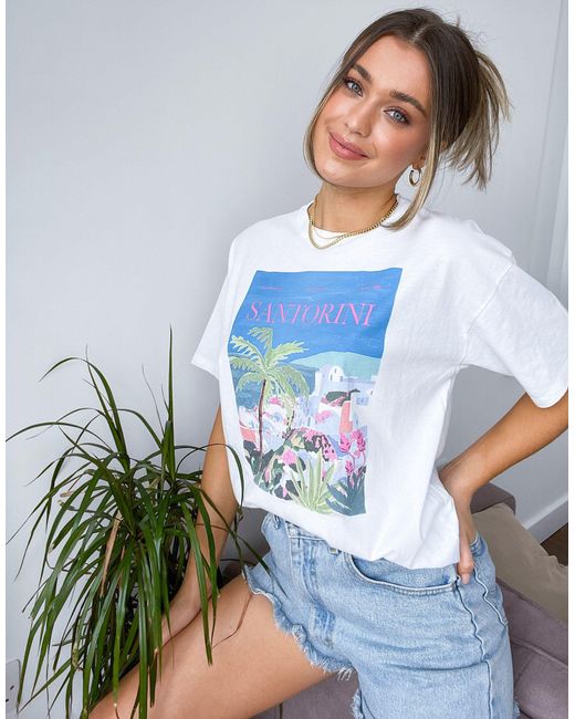 Pull\u0026Bear Santorini Graphic Tee in 