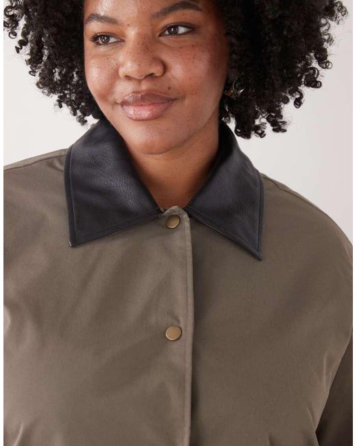 Noisy May Brown Jacket With Cuff And Collar Detail