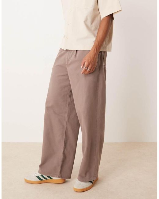ASOS Super Baggy Broek Met Plooien in het Natural voor heren
