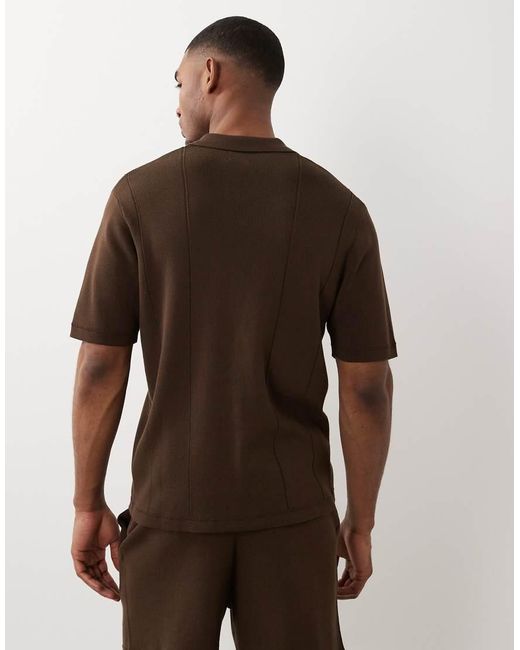 ASOS Brown Relaxed Compact Knit Polo for men