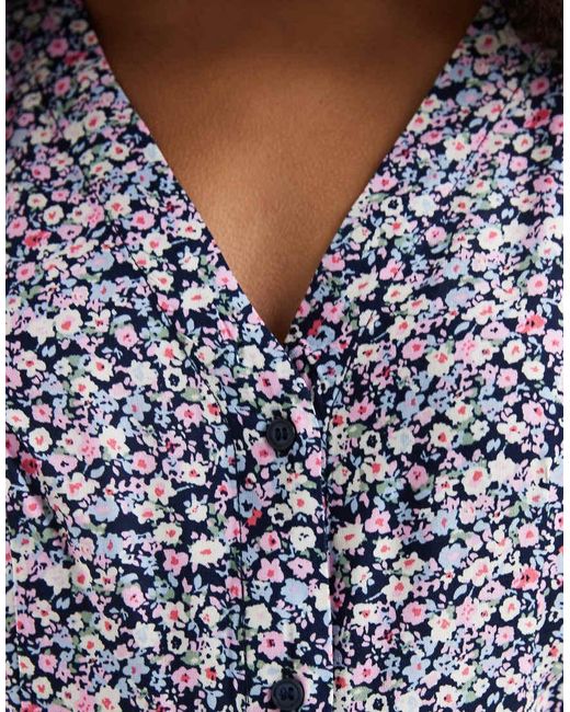 Vero Moda Blue Button Through Mini Skater Dress