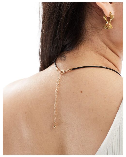 ASOS Natural Asos Design Curve Necklace With Cord And Hammered Pendant Design