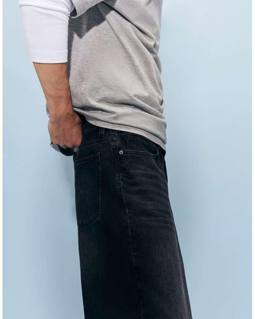 River Island Blue Baggy Fit Washed Jeans for men