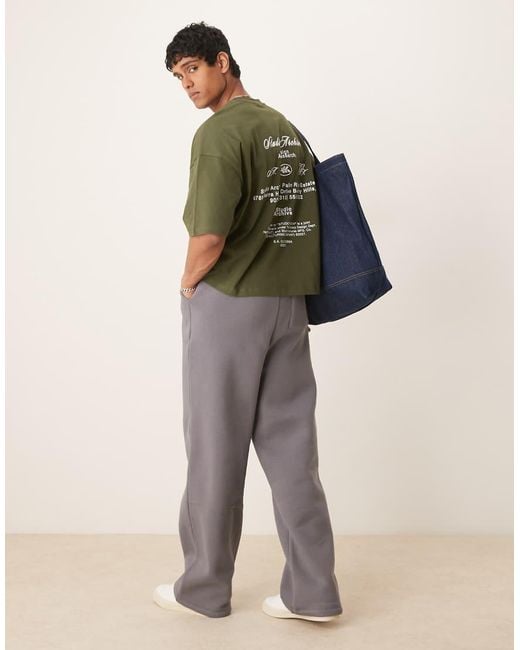 ASOS Oversized T-Shirt Met Verlaagde Schouders En Print in het Natural voor heren