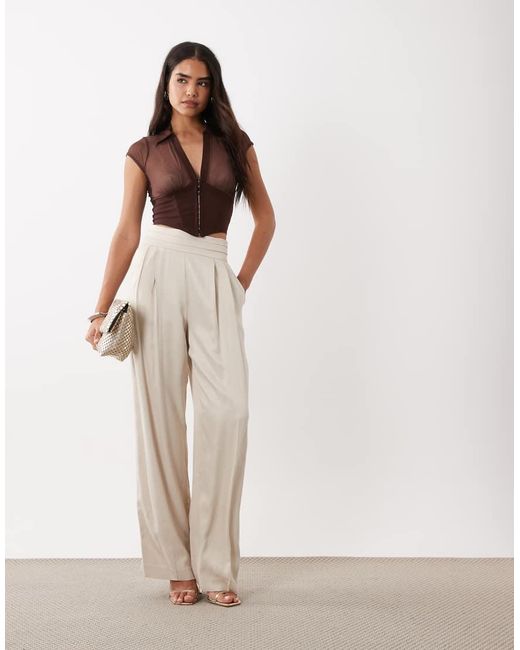 ASOS Brown Mesh Corset Top With Bengaline Hook And Eye Waist