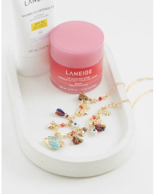 ASOS Multicolor Sea-life Charm Necklace With Beaded And Tassel Details
