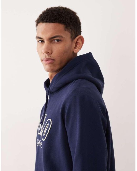 Polo Ralph Lauren Blue Large Logo Fleece Hoodie for men