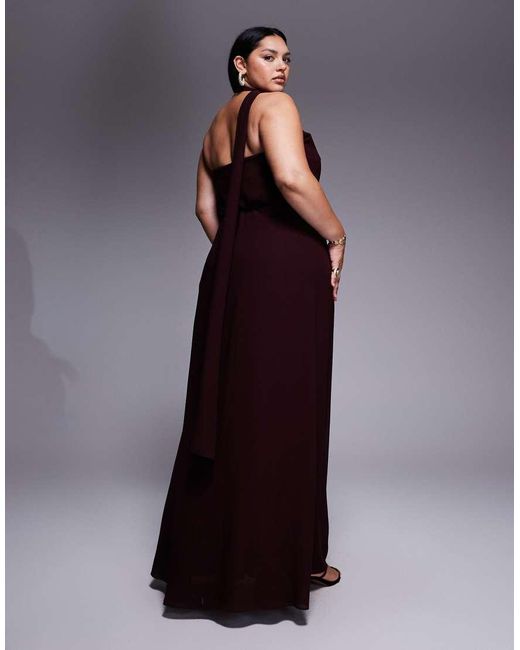 Tfnc Plus Purple One Shoulder Scarf Neck Maxi Dress