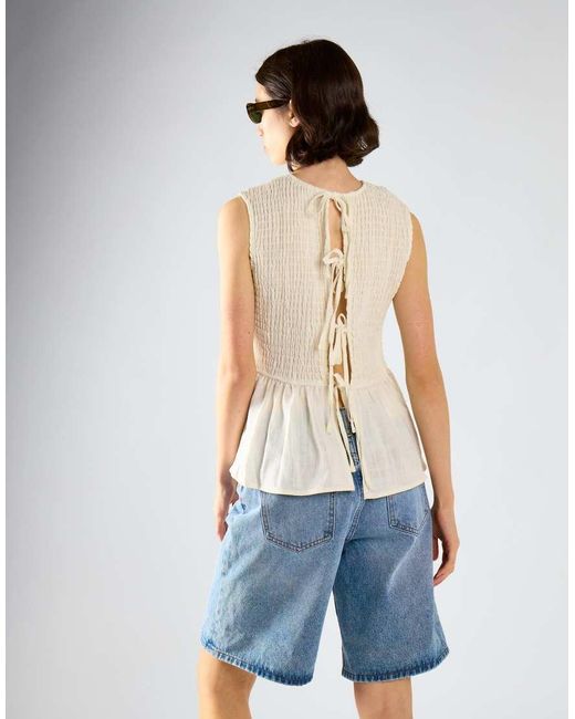 Glamorous Blue Sleeveless Bubble-Hem Top