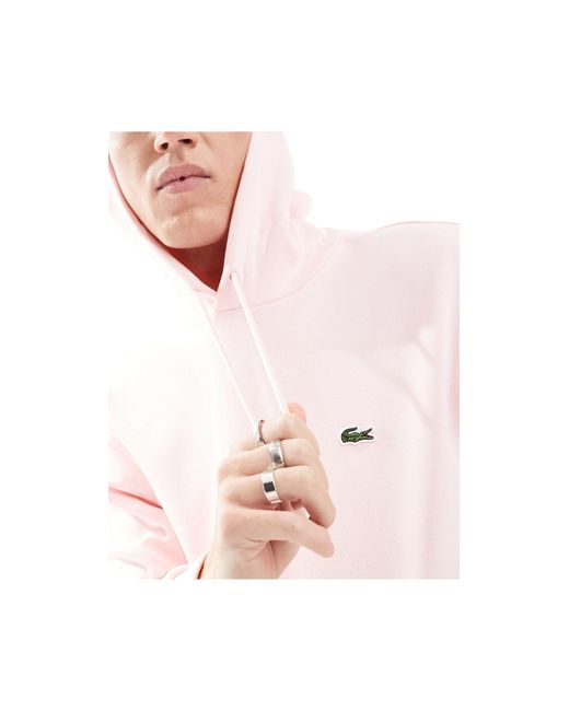 Sudadera claro con capucha y logo Lacoste de hombre de color Pink