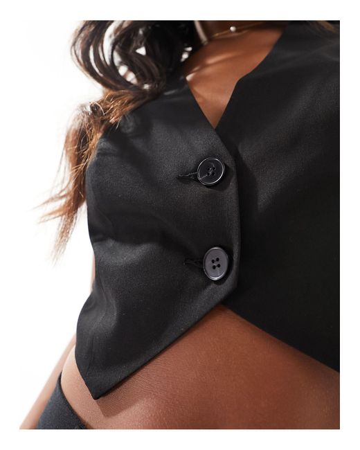 ASOS Black Asos Design Petite Cropped Tailored Waistcoat