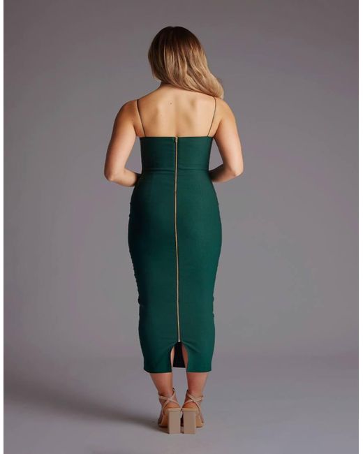 Vesper Green Bodycon Midaxi Dress With Cut Out