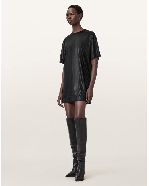 AllSaints Black – glänzendes t-shirt-kleid