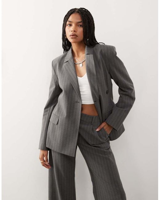Weekday Gestreepte Blazer in het Gray