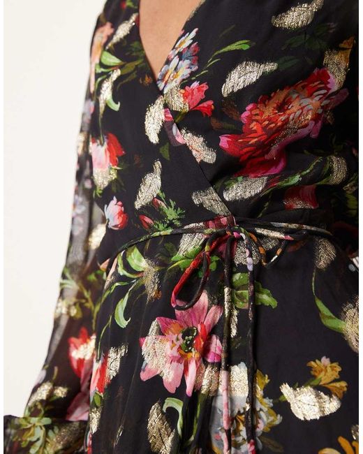 Hope & Ivy Natural Wrap Front Maxi Dress