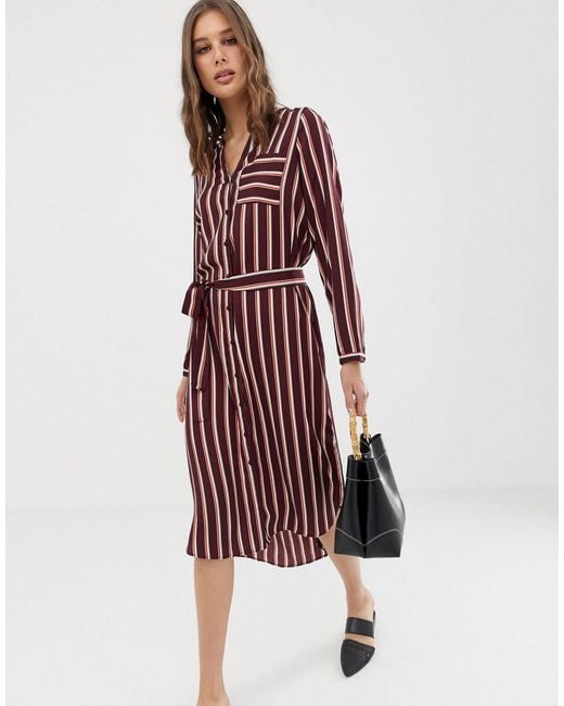 red midi shirt dress