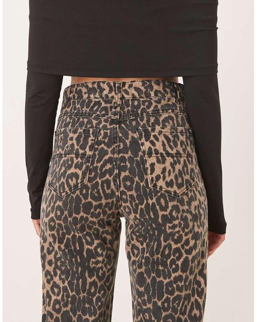 Brave Soul Natural Leopard Print Wide Leg Jeans