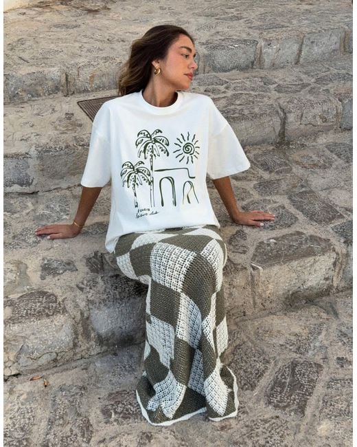 4th & Reckless White X luana barron – oversize-t-shirt aus baumwolle