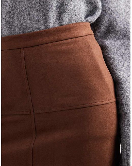 Pieces Brown Faux Suede Mini Skirt Co-ord