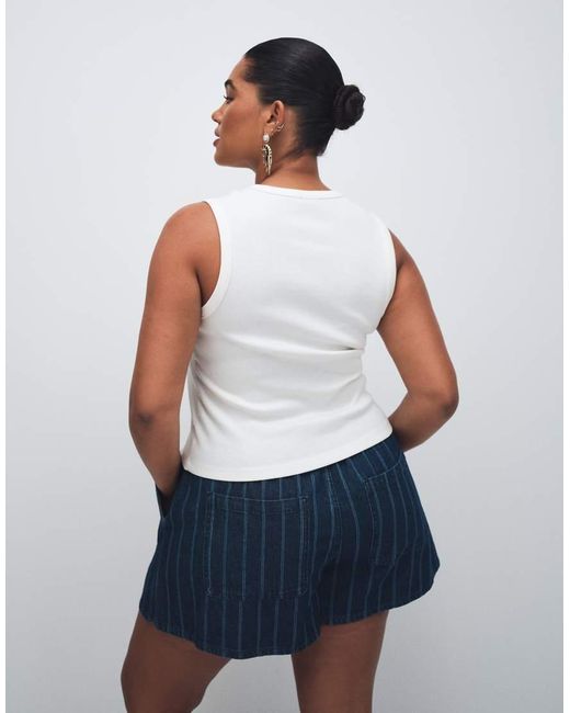 ASOS White Asos Design Curve Ribbed V Neck Vest
