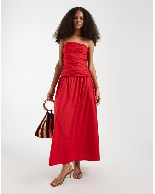Gap Red Drop Waist Bandeau Maxi Dress