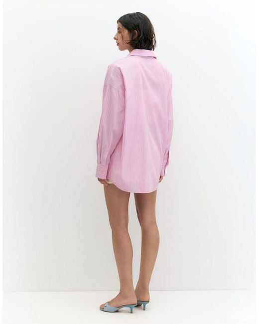 Pull&Bear Pink Striped Oversized Shirt