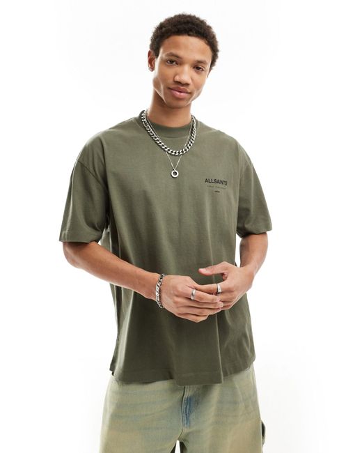 Exclusivité asos - - underground - t-shirt oversize - kaki AllSaints pour homme en coloris Green