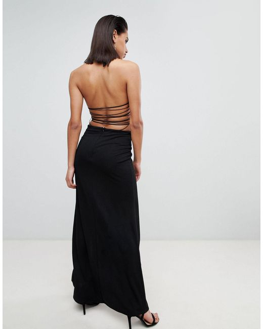 denim halter maxi dress